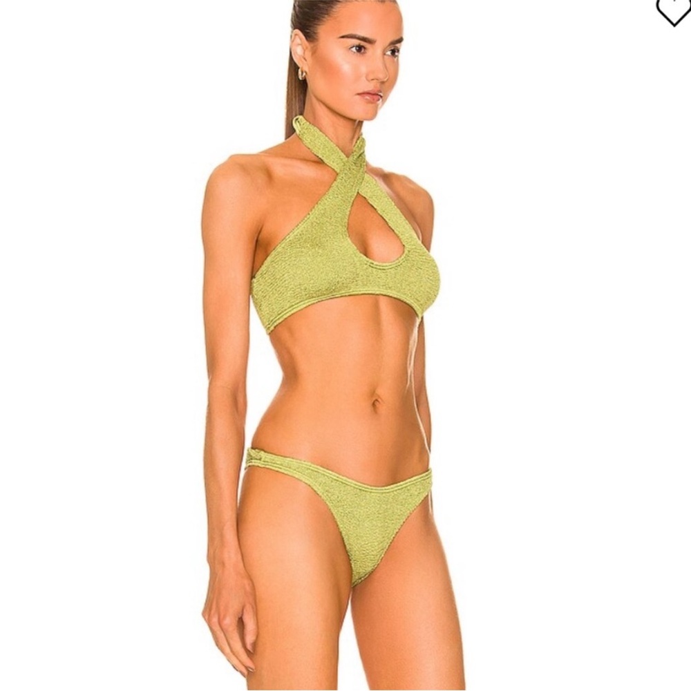 bond-eye Lime Green Crinkle Halo Bikini Set